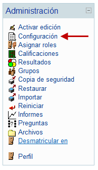 para acceder a la configuración del curso