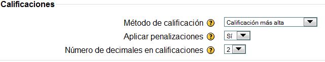 Cuestionario. calificación y penalizaciones