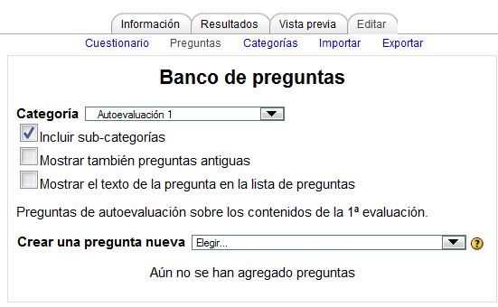 Banco de preguntas. Añadir preguntas