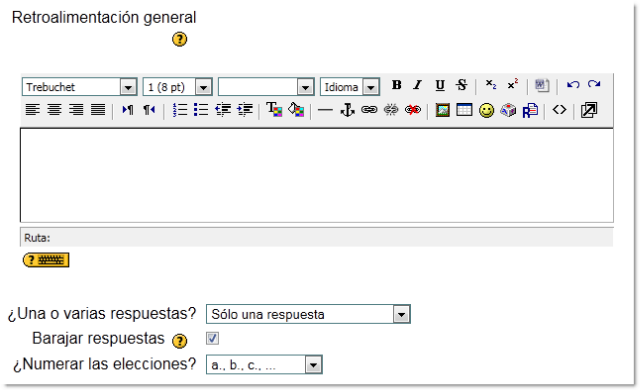 Opción múltiple. Opciones retroalimentación general