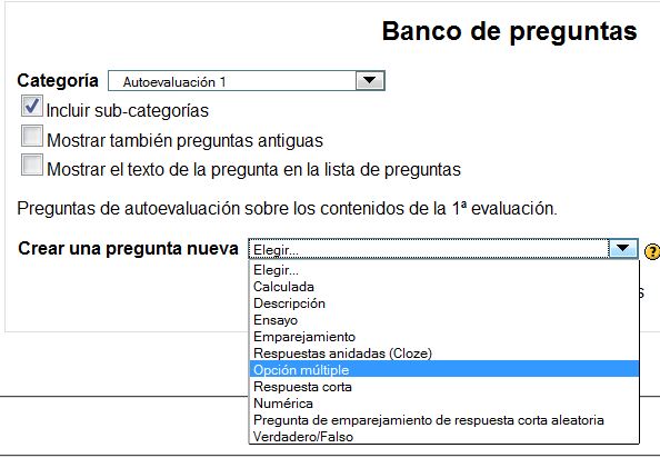 Tipos de pregunta. Opción mútiple