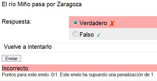 Verdadero/falso. Feedback incorrecto