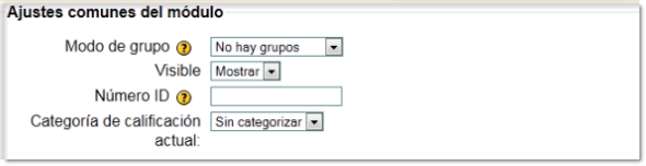 Ajustes comunes del módulo: grupo, visible,...