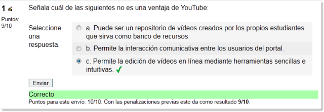 respuesta única. Fedback correcto