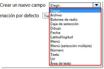 base de datos: Elegir tipo de campo y datos