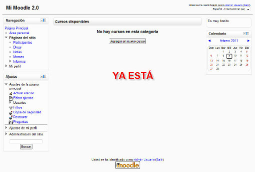 Ya está instaldo Moodle