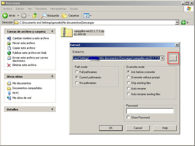 Descomprimiendo con 7zip