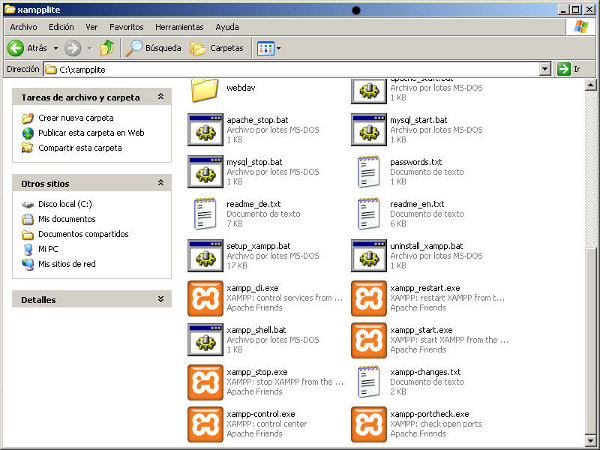 Puesta en marcha de xampp Lite