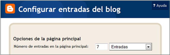 Configurar entradas del blog