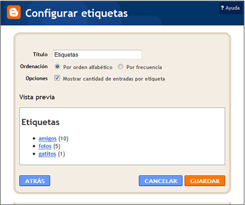 Configurar etiquetas