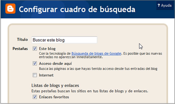 Configurar cuadro de búsqueda