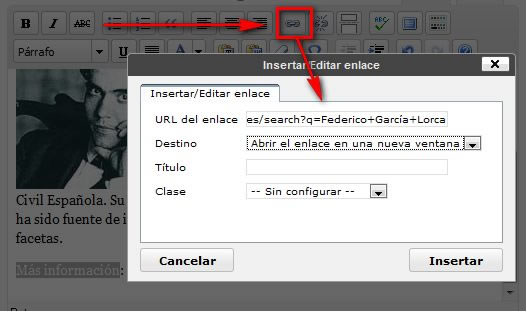 Insertar/Editar enlace