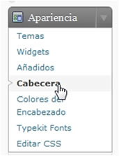 Apariencia > Cabecera