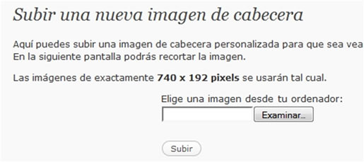 Subir una nueva imagen de cabecera