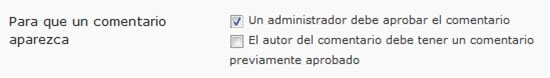 Configuración de comentarios