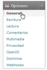 Opciones > General