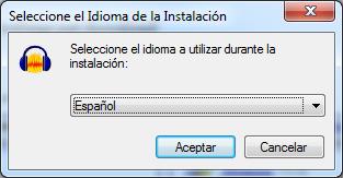 Selección idioma  AUDACITY