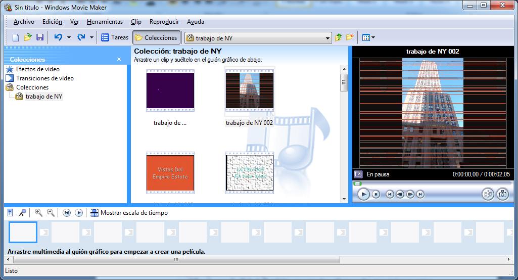 Entorno de trabajo MOVIE MAKER 