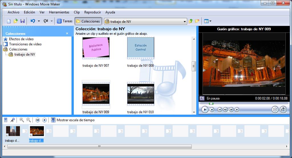 Interfaz MOVIE MAKER 