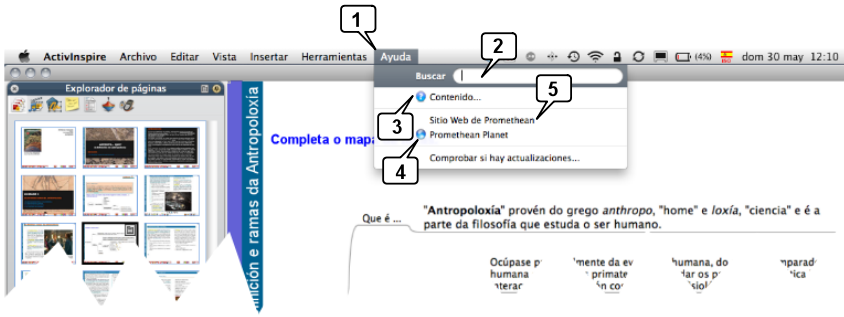 Pasos para acceder al Menú de ayuda.