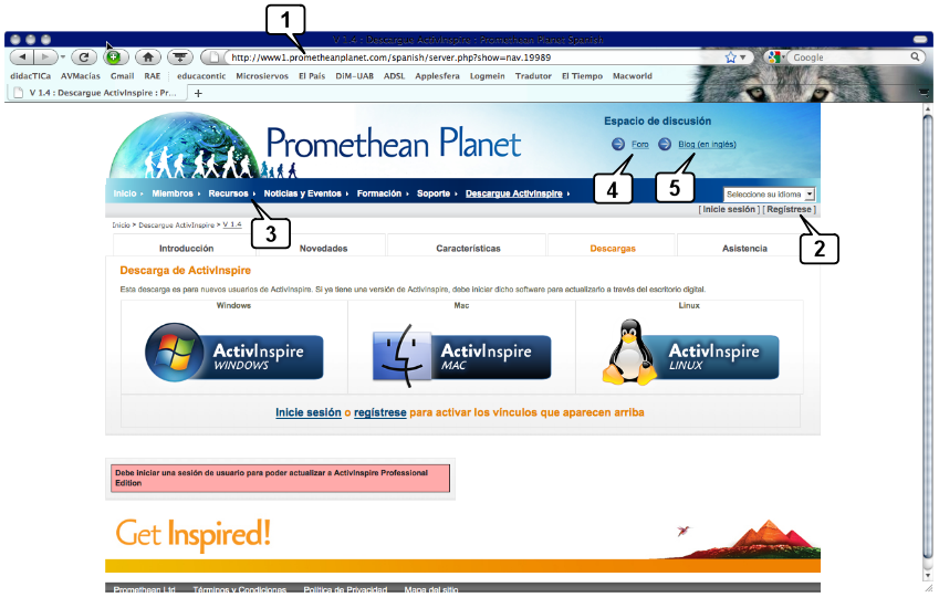 Pantalla de descarga de www.prometheanplanet.com