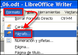 Menú Formato-Párrafo