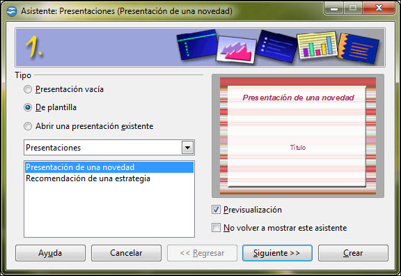 Asistente para presentaciones. Paso 1