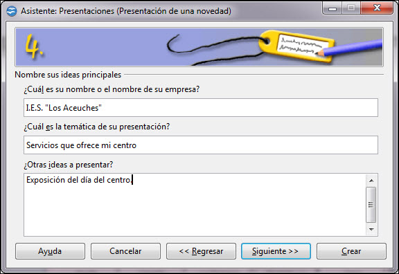 Asistente para presentaciones. Paso 4