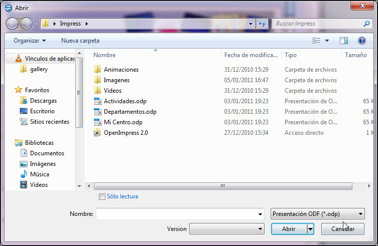 Cuadro de diálogo Abrir