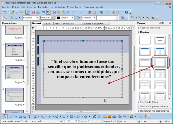 Diapositiva de texto centrado