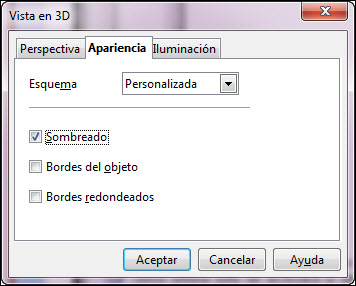 Cuadro de diálogo Vista en 3D - Apariencia