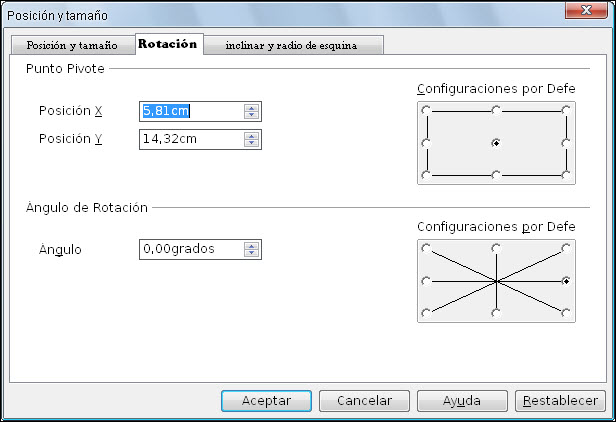 Cuadro de diálogo Posición y tamaño - Rotación