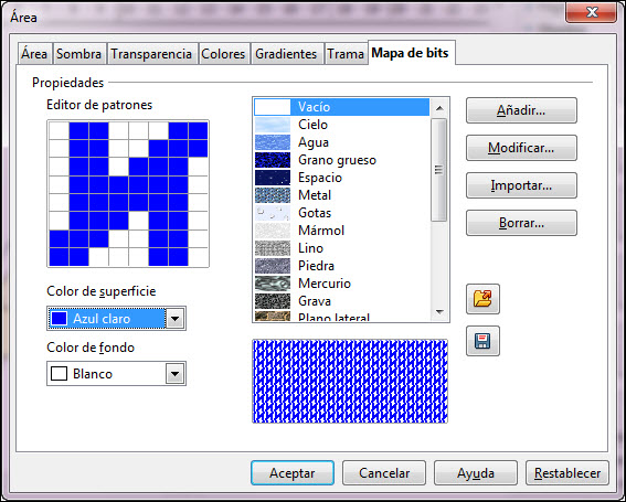 Cuadro de diálogo Área - Mapa de bits