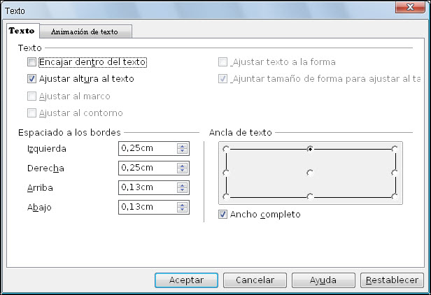 Cuadro de diálogo Texto - Texto