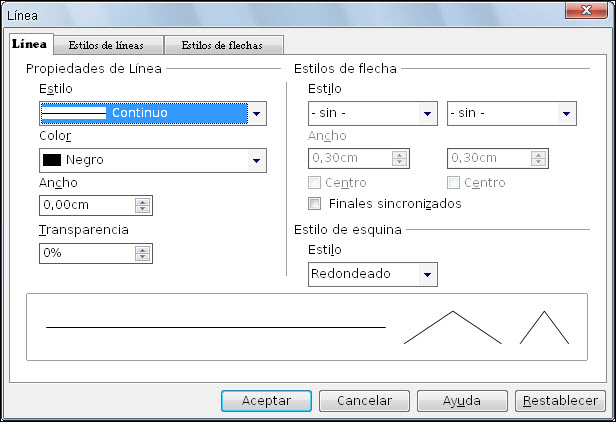 Cuadro de diálogo Línea - Línea