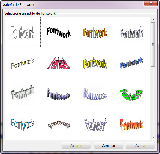 Galería de FontWork