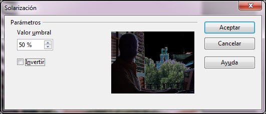 Cuadro de diálogo Solarización