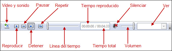 Barra de herramientas Reproductor de medios