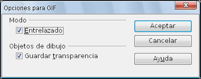 Cuadro de diálogo Opciones para GIF