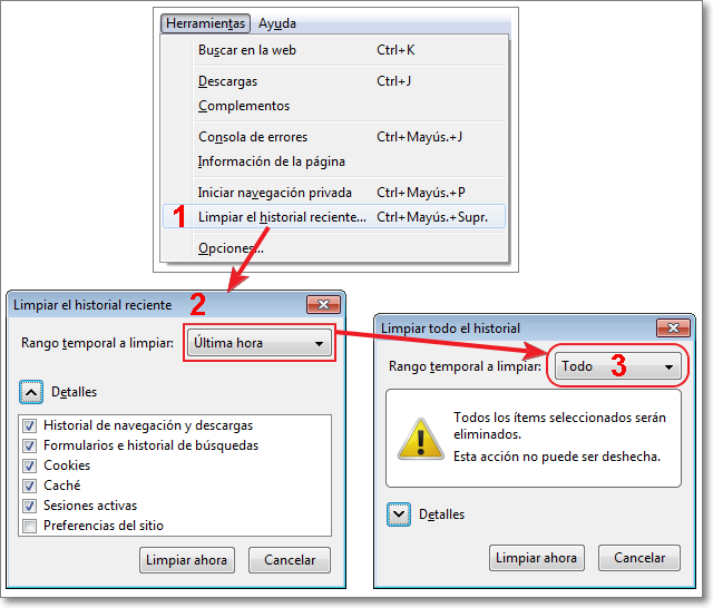 Limpiar el historial reciente