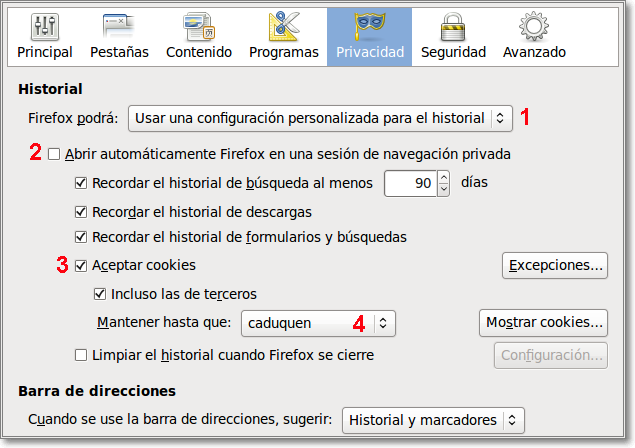 Configurar cookies