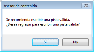 Pista para asesor de contenido