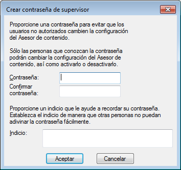 Crear contraseña de supervisor