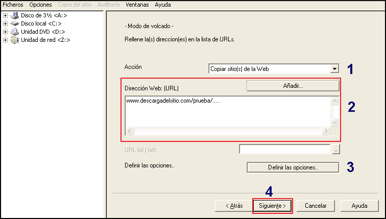 Configuración del sitio