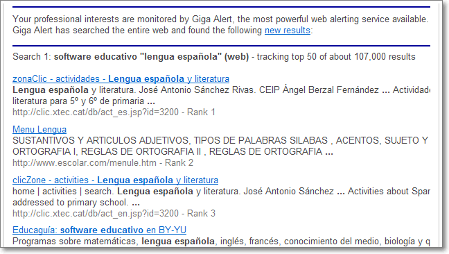 Mensaje de Gigaalert