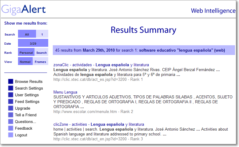 Resultados GigaAlert