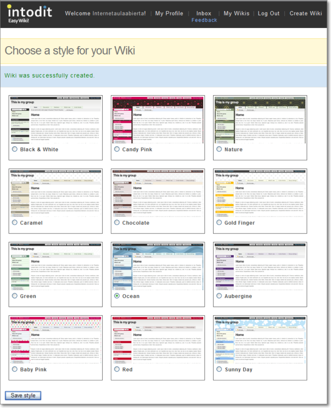 Elegir estilo del wiki