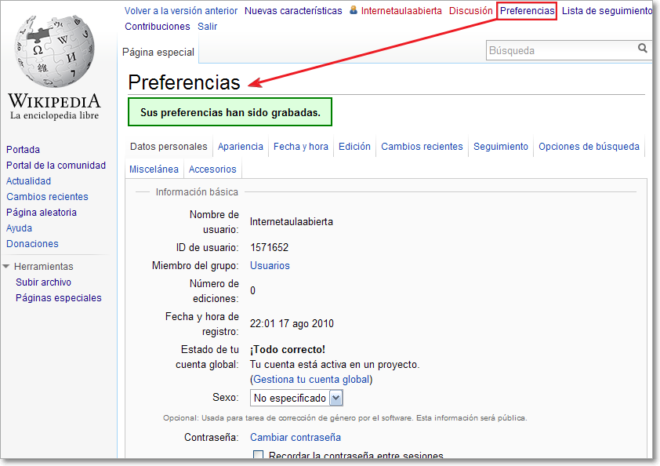 Configuración de preferencias