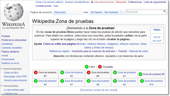 Wikipedia zona de pruebas