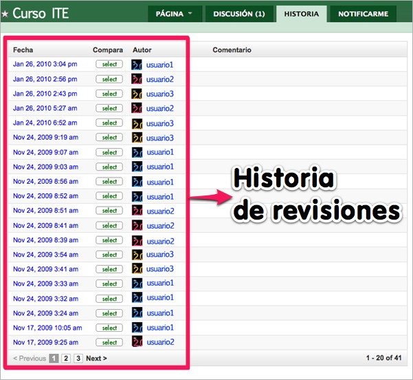 Historia de revisiones